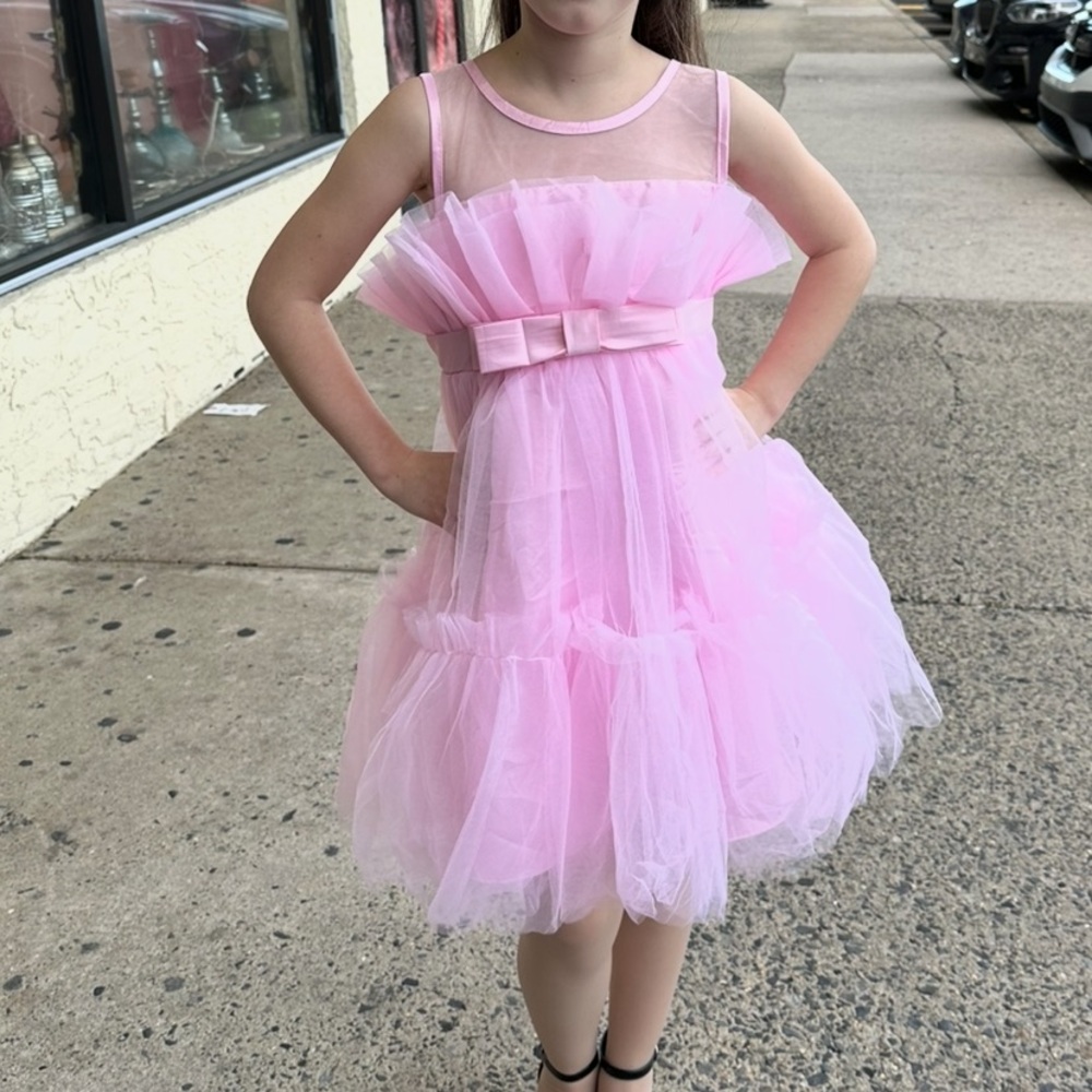 Pink Tulle Dress with Bow